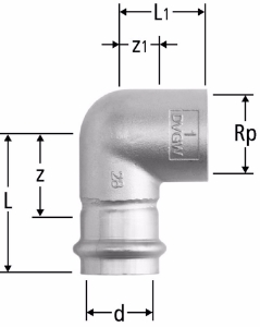 Bild von Nussbaum  88006 Optipress-Gaz-Winkel 90° mit Innengewinde, Grösse: 18 x ½, Art.Nr. 88006.24