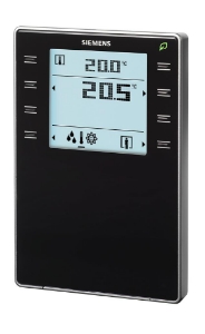 Bild von Siemens Raumbediengerät mit KNX, Fühler für Temperatur, segmentiertem Display mit Hintergrundbeleuchtung, To, Art.Nr.: QMX3.P34-1BSC