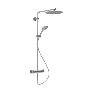 Bild von Laufen Armaturen -35740.749 Showerstation Vivid, thermostatisch, mit Ablage, Regenbrause Ø 300 mm, Handbrause MyTwin120, 1 Kunststoffschlauch und Umsteller WI905452100730, Art.Nr. : HF905452100730