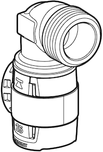 Bild von Geberit FlowFit Übergangsbogen 90° mit AG, lang 16mm x 3/4", Art.Nr. :620.523.00.1