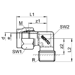 Bild von SERTO Winkel-Einschraubverschraubungen SERTO SO 42421 mit Aussengewinde, M-Programm, Messing Grösse: 8 ‑ 1/4, Art.Nr. :  018.2401.170