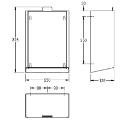 Picture of KWC EXOS. EXOS611W Hygieneabfallbehälter Sackhalterung:nein, Füllvolumen:3.7 Liter, Klappe:ja, Art.Nr. : 2030030111