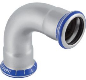 Bild von Geberit - Bogen 90° GEBERIT MAPRESS Wasser Edelstahl Rostfrei 1.4401 Pressindikator, d mm: 15, L cm: 4.9, Z cm: 2.9, Art.Nr. : 30102