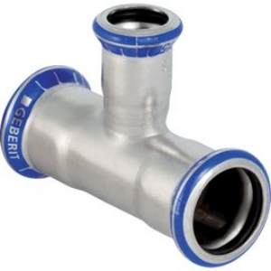 Bild von Geberit - T-Stücke GEBERIT MAPRESS Wasser Edelstahl Rostfrei 1.4401 Pressindikator, d mm: 22.0, d1 mm: 18.0, d2 mm: 22.0, L cm: 7.4, L1 cm: 4.3, l cm: 3, l2 cm: 3.7, Art.Nr. : 31207