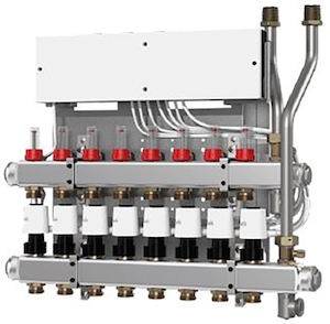 Bild von Danfoss EvoFlat Edelstahlverteiler SGC mit Icon-Regler mit 5 Heizkreisen, 230V, Art.Nr. :145H0925