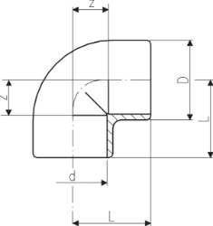 Bild von +GF+ Winkel 90° PVC-U metrisch, Grösse: 12, Art.Nr.: 721100104