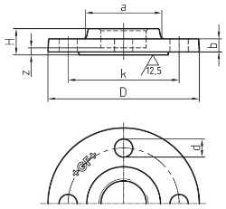 Bild von +GF+ 329 Gewindeflansch, gebohrt, 4 Loch, Dimension ″: 11/4", Art.Nr.: 770329207