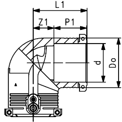 Bild von +GF+ ELGEF Plus Winkel 90° PE100 d20-63mm / SDR11, d mm: 25, Art.Nr.: 753101607