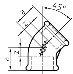 Bild von +GF+ 120 Winkel 45°, ISO/EN A1/45°, Dimension ″: 3/4", Art.Nr.: 770120105