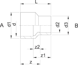 Picture of +GF+ PRO-FIT Reduktion PVC-U metrisch, Grösse: 50‑ 20 PRO‑Fit, Art.Nr.: 721910918