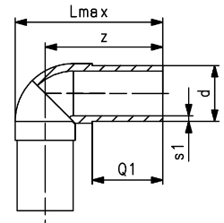 Bild von +GF+ ELGEF Plus Winkel 90° PE100 d20-315mm / SDR11 / Langschenklige Version, de mm: 20, Art.Nr.: 753101006