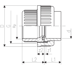 Bild von +GF+ Übergangsverschraubung PVC-U metrisch Rp, Grösse: 16‑ 3/8", Art.Nr.: 721510205