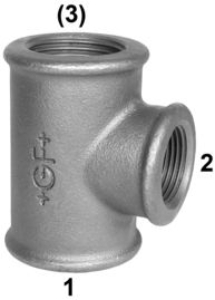Picture of +GF+ 130 T-Stück, egal verzinkt 100 bar, Dim. (1-2-3): 2" ‑ 11/4" ‑ 2", Art.Nr.: 771130288