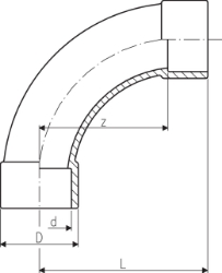 Bild von +GF+ Bogen 90° PVC metrisch, Grösse: 20, Art.Nr.: 721000106