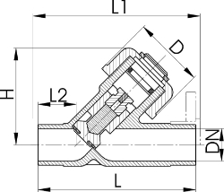 Bild von +GF+ Schrägsitz-Rückschlagventil Typ 303 PVC-U Mit Klebestutzen metrisch, Grösse: 50, Art.Nr.: 161303010