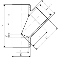 Bild von +GF+ T 45° egal PVC-U metrisch, Grösse: 20, Art.Nr.: 721250106