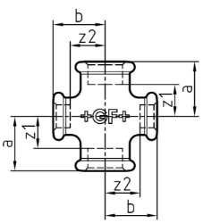 Bild von +GF+ 180 Kreuz, reduziert, ISO/EN C1, Dim. (1-2): 11/4" ‑ 1", Art.Nr.: 770180118