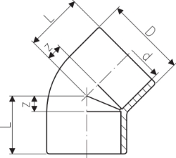 Bild von +GF+ PROGEF Standard Winkel 45° (PN10), Grösse: 20, Art.Nr.: 727150106