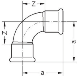 Bild von +GF+ PRESS-FIT Wasser Bogen 90° Kupfer, d mm: 15, Art.Nr.: 767600204