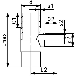 Bild von +GF+ ELGEF Plus T 90° reduziert PE100 d63-d315mm / SDR11 / Langschenklige Version, d mm: 75, Art.Nr.: 753201023