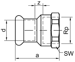 Bild von +GF+ PRESS-FIT Wasser Übergangsnippel Siliziumbronze, d mm: 15, Art.Nr.: 767627205