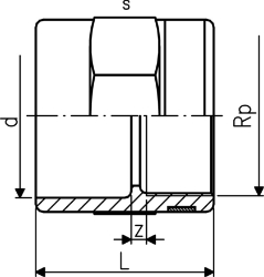 Bild von +GF+ PROGEF Standard Übergangs-Muffe Metrisch Rp (PN10), Grösse: 50‑11/2", Art.Nr.: 727910210