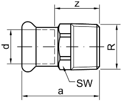 Bild von +GF+ PRESS-FIT Wasser Übergangsnippel Siliziumbronze, d mm: 12, Art.Nr.: 767627103