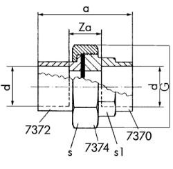 Bild von +GF+ Serie 7000 Lötfittings Verschraubung, d mm: 12, Art.Nr.: 767330003