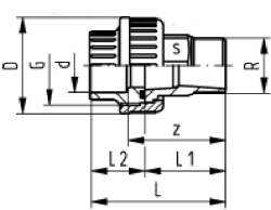 Bild von +GF+ Übergangsverschraubung PVC-U/Messing metrisch R, d mm: 32, Art.Nr.: 721550908