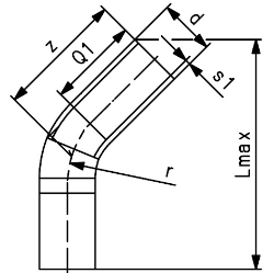 Bild von +GF+ ELGEF Plus Bogen 45° PE100 d32-900mm / SDR11 / langschenklige Version, de mm: 50, Art.Nr.: 753051010