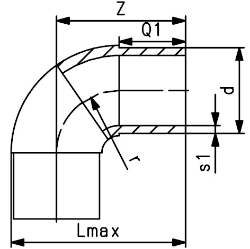 Bild von +GF+ ELGEF Plus Bogen 90° PE100 d90-500mm / SDR17 / langschenklige Version, de mm: 110, Art.Nr.: 753000814