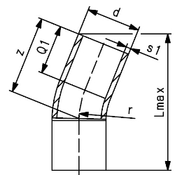 Bild von +GF+ ELGEF Plus Bogen 22° PE100 d32-900mm / SDR17 / Langschenklige Version, de mm: 180, Art.Nr.: 753080818