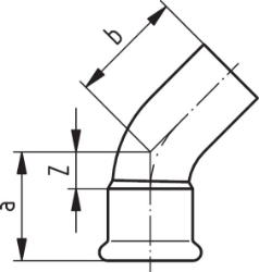 Bild von +GF+ PRESS-FIT Wasser Bogen 45° Kupfer, d mm: 35, Art.Nr.: 767604008