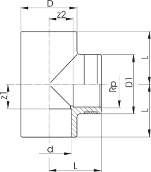 Bild von +GF+ PROGEF Standard T 90° Metrisch Rp (PN10), Grösse: 40‑11/4", Art.Nr.: 727200209