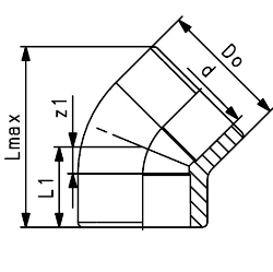 Bild von +GF+ ecoFIT Winkel 45° PE80 d20-110mm, Grösse: 25, Art.Nr.: 733150107