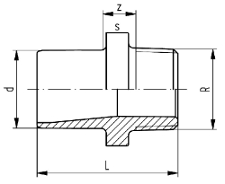 Bild von +GF+ SYGEF Standard Übergangsnippel Aussengewinde metrisch R PN16, Grösse: 25‑ 3/4", Art.Nr.: 735910507