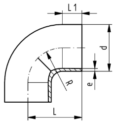 Bild von +GF+ SYGEF Standard Bogen 90° SDR21/PN16, Grösse: 40, Art.Nr.: 735018709