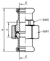 Bild von +GF+ PRESS-FIT Wasser Verschraubung Siliziumbronze, d mm: 15, Art.Nr.: 767633004