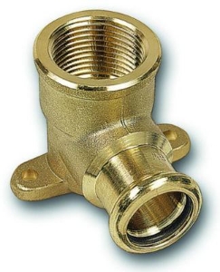 Bild von +GF+ PRESS-FIT Wasser Winkel mit 2-Flügelflansch Siliziumbronze, d mm: 18, Art.Nr.: 767647208