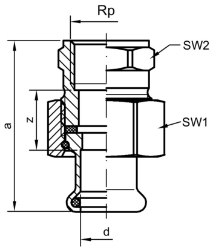 Bild von +GF+ PRESS-FIT Wasser Verschraubung Siliziumbronze, d mm: 15, Art.Nr.: 767633106