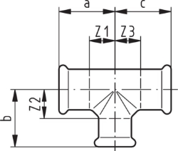 Bild von +GF+ PRESS-FIT Wasser T reduziert Kupfer, d mm: 15 ‑ 15 ‑ 12, Art.Nr.: 767613023