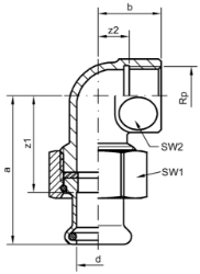 Bild von +GF+ PRESS-FIT Wasser Winkelverschraubung Siliziumbronze, d mm: 15, Art.Nr.: 767609704