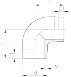 Bild von +GF+ SYGEF Standard Winkel 90° SDR21/PN16, Grösse: 32, Art.Nr.: 735108608